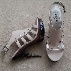 New! Fergie "Renegade" Nude Leather Platform (9.5)